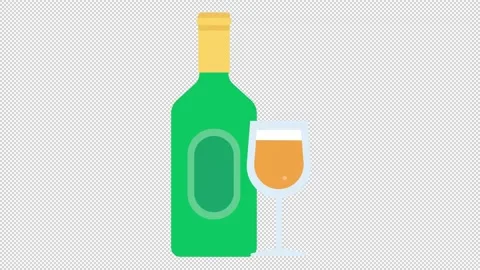 Sparkling Wine Bottle Icon Stock Footage 205038326