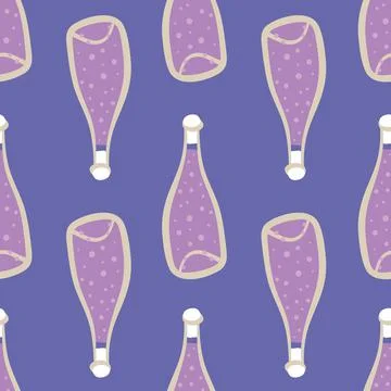 A sparkling wine bottles seamless vector pattern Stock Illustration