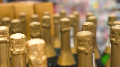 Sparkling wine production display Stock Footage 305773753