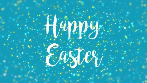 Sparkly blue Happy Easter greeting card video Stock Footage 123108767