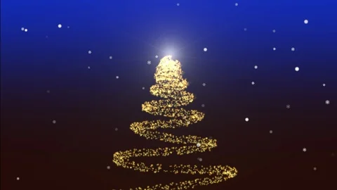 Sparkly Christmas tree rotating on blue gradient background with snowflakes. Vidéo 117094423