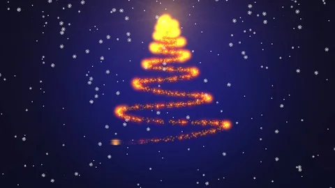 Sparkly Christmas tree rotating on red gradient background with snowflakes. Vidéo 117114945