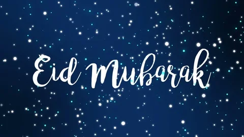 Sparkly dark blue Eid Mubarak greeting card video Stock Footage 127611891