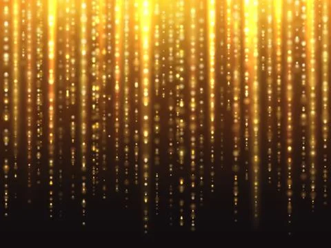 Sparkly gold glitter effect with falling down luminous particles vector 스톡 일러스트