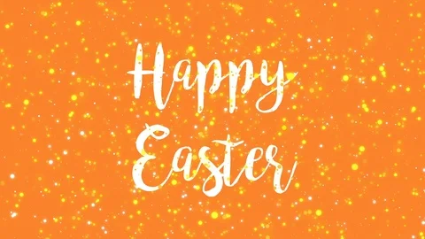 Sparkly orange Happy Easter greeting card video Stock Footage 123110147