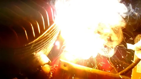 Sparks and flashes from welding Stock Footage 71402694