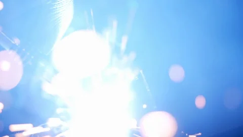 Sparks are exploding while welding process Stock Footage 123765757