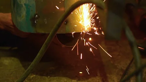 Sparks arising from metal cutting Stock Footage 80932168