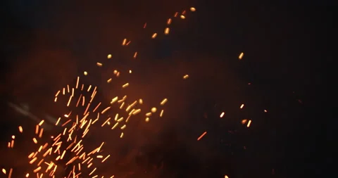 Sparks from bonfire at night. Stock Footage 164493444
