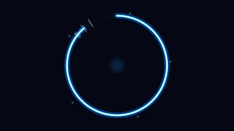 Sparks circle portal glowing fire particle ring effect on black background fo Video stock 345863549