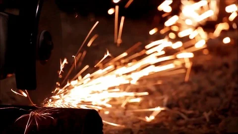 Sparks from cutting metal Stock Footage 70931892