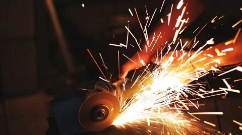 Sparks during cutting of metal angle grinder Stock Footage 65772924