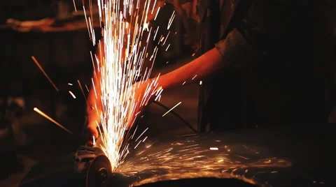 Sparks during cutting of metal angle grinder Stock Footage 65773086