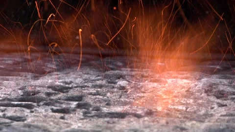 Sparks of fire are flying in different directions. Stock Footage 133251521
