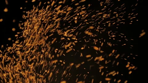 Sparks From The Fire On Black Background Stock Footage 117573443