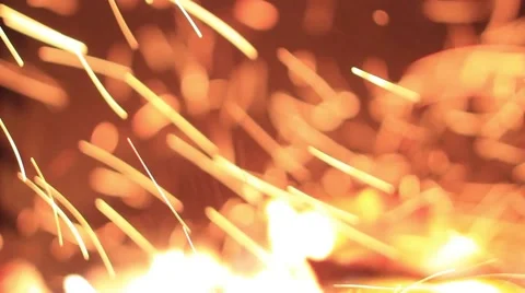 Sparks fire cracks in grill firepit Stock Footage