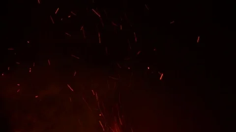Sparks from fire on a dark background Stock Footage