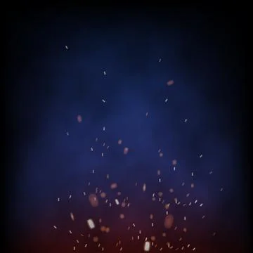 Sparks of the fire on dark background. Vector realistic background. Stock Illustration