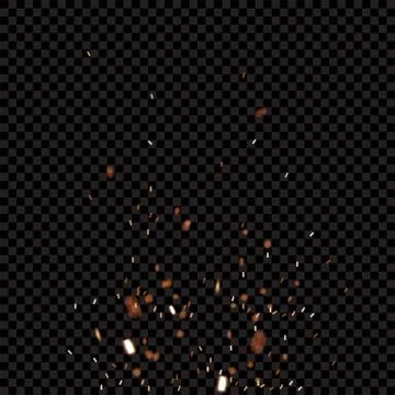Sparks of the fire on dark transparent background. Vector realistic background. イラスト素材