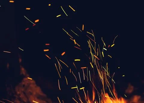 Sparks from the fire Foto stock