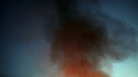 Sparks from fire in the sky Stock Footage 82359146