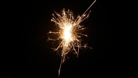 Sparks on firecrackers on a black background. Stock Footage 306771675