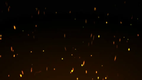 Sparks from the fireplace on a long shutter speed form fiery paths. Stock Footage 108554430