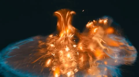 Sparks from flint from a set of survival is fall down and ignites the gasoline 스톡 동영상 64716745