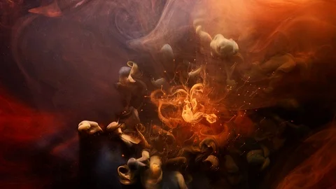 Sparks flow fantasy firework dark spreading fog Stock Footage 116714368