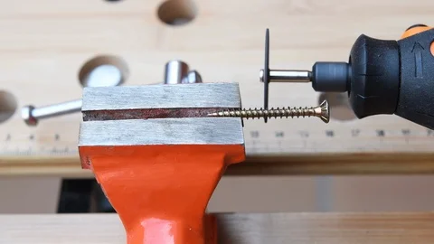 Sparks fly by cutting a screw with an automatic tool Video stock 127502705