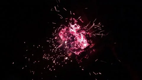 Sparks fly from the fire. Stock Footage 131463850