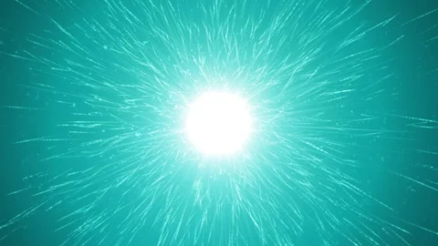Sparks fly from the light source in a chaotic order on a light blue background Stock Footage 256967334