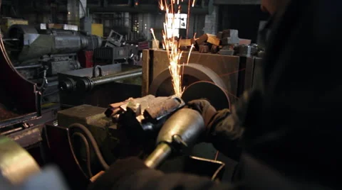 Sparks fly from the saw Stock-Footage 43455314
