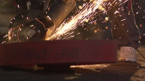Sparks Flying From Circular Saw Stock Footage 50720018