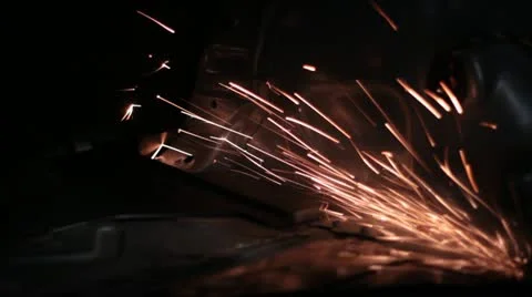 Sparks flying in the dark. Video stock 21431117