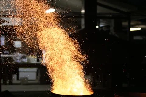 Sparks flying of a fire 스톡 사진