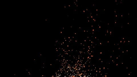 Sparks isolated on black background Stock Footage 113143179