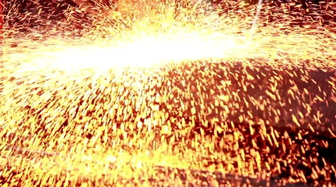 Sparks, open surface of slab. Stock Footage 48439325