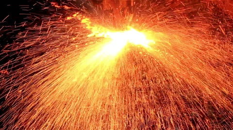 Sparks, open surface of slab. Stock Footage 48440234