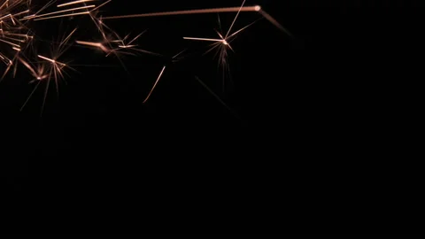 Sparks From a Sparkler on a Black Background, Macro Shot, Slow Motion Stock Footage 201152662