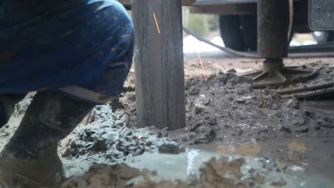 Sparks from welding falling to ground Stock Footage 77278223