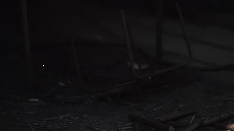 Sparks from welding fly. Metal structure at a construction site. Stock Footage 250804129