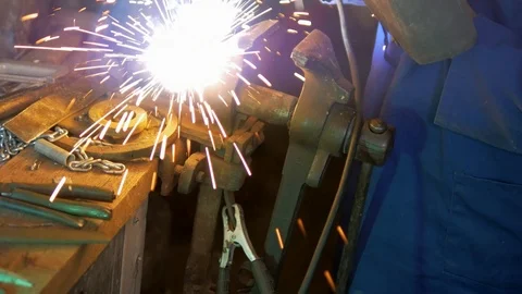 Sparks welding machine close up Stock Footage 97378515