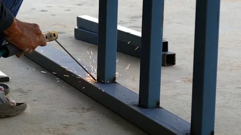 Sparks from welding work ,slow motion Stock Footage 71120763