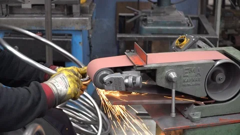 Sparks while grinding iron Stock Footage
