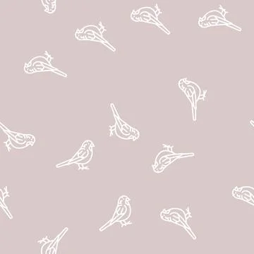 Sparrow bird line seamless pattern Stockillustratie