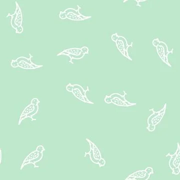 Sparrow bird line vector seamless pattern Illustrazione stock
