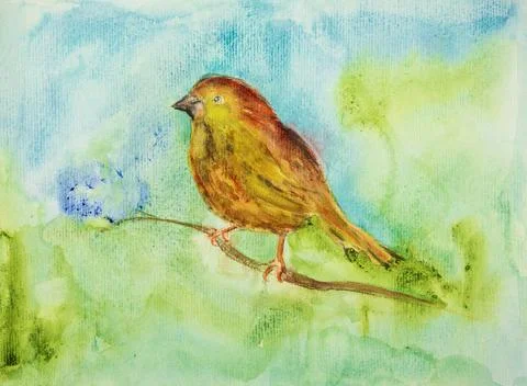 Sparrow on a branch. Stock Illustration