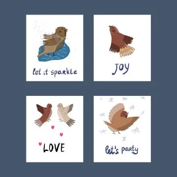 Sparrow character illustration Stock Illustration