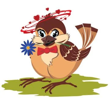 Sparrow in love Illustrazione stock